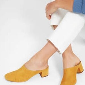 Everlane Mustard Suede Mules